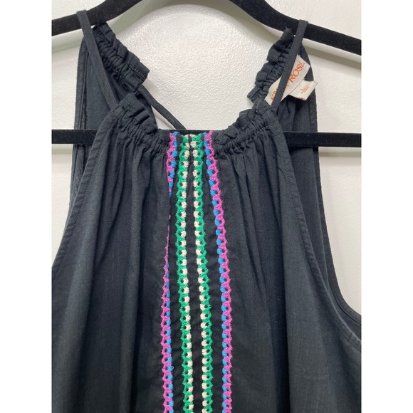 Knox Rose Black Embroidered Halter Neck Tank Top Women's Size L Boho Festival - Picture 2 of 9